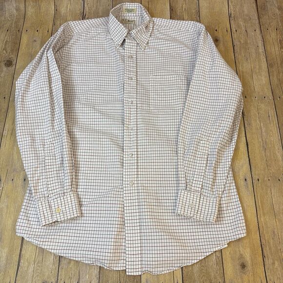 LL Bean Dress Shirt Vintage Made In USA Mens 16.5 35 Long Sleeve Graph Check - Picture 2 of 7